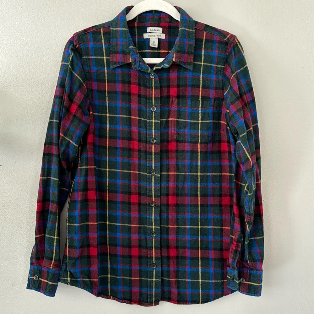 L.L. Bean Vintage Slightly Fitted Cotton Plaid Flannel